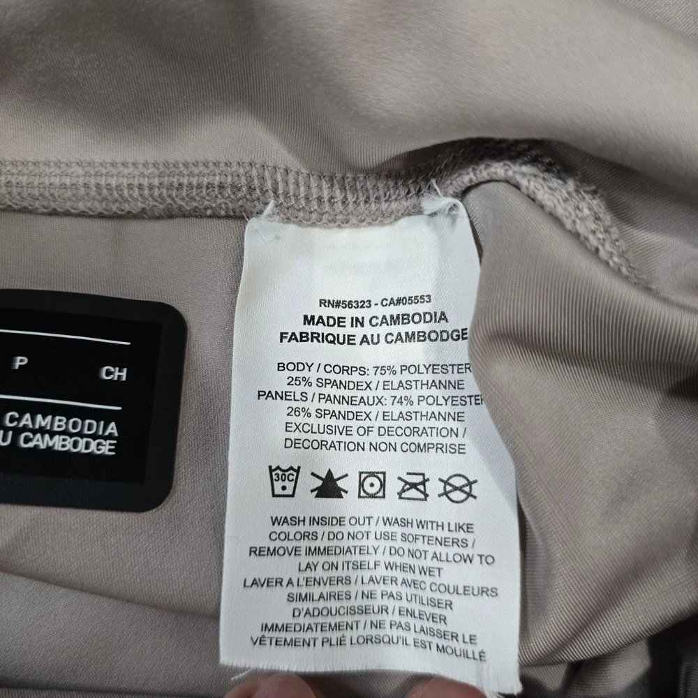 Nike Women's S Dri-FIT‎ Running Leggings Beige Gray Zipper Pockets Ankle Zip